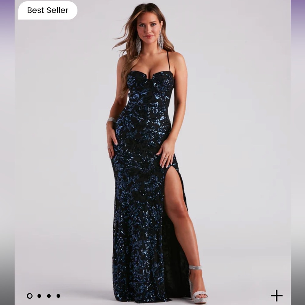 Raquel Formal Sequin Mermaid Dress in Navy